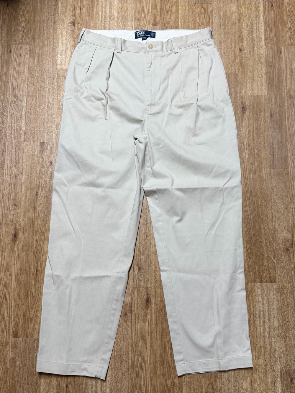 Vintage Polo Ralph Lauren Andrew Pant Double Pleated Beige Chino Twill 35x30